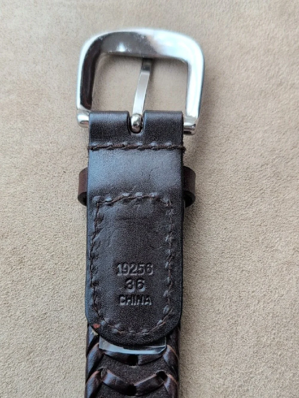 Men's Woven Leather Belt - Dark Brown
